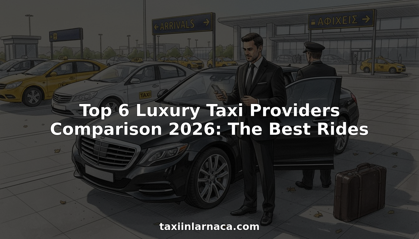 Executive and driver with luxury taxi at airport