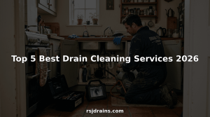 Drain cleaning technician working in London kitchen