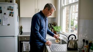Man cleaning kitchen drain guard